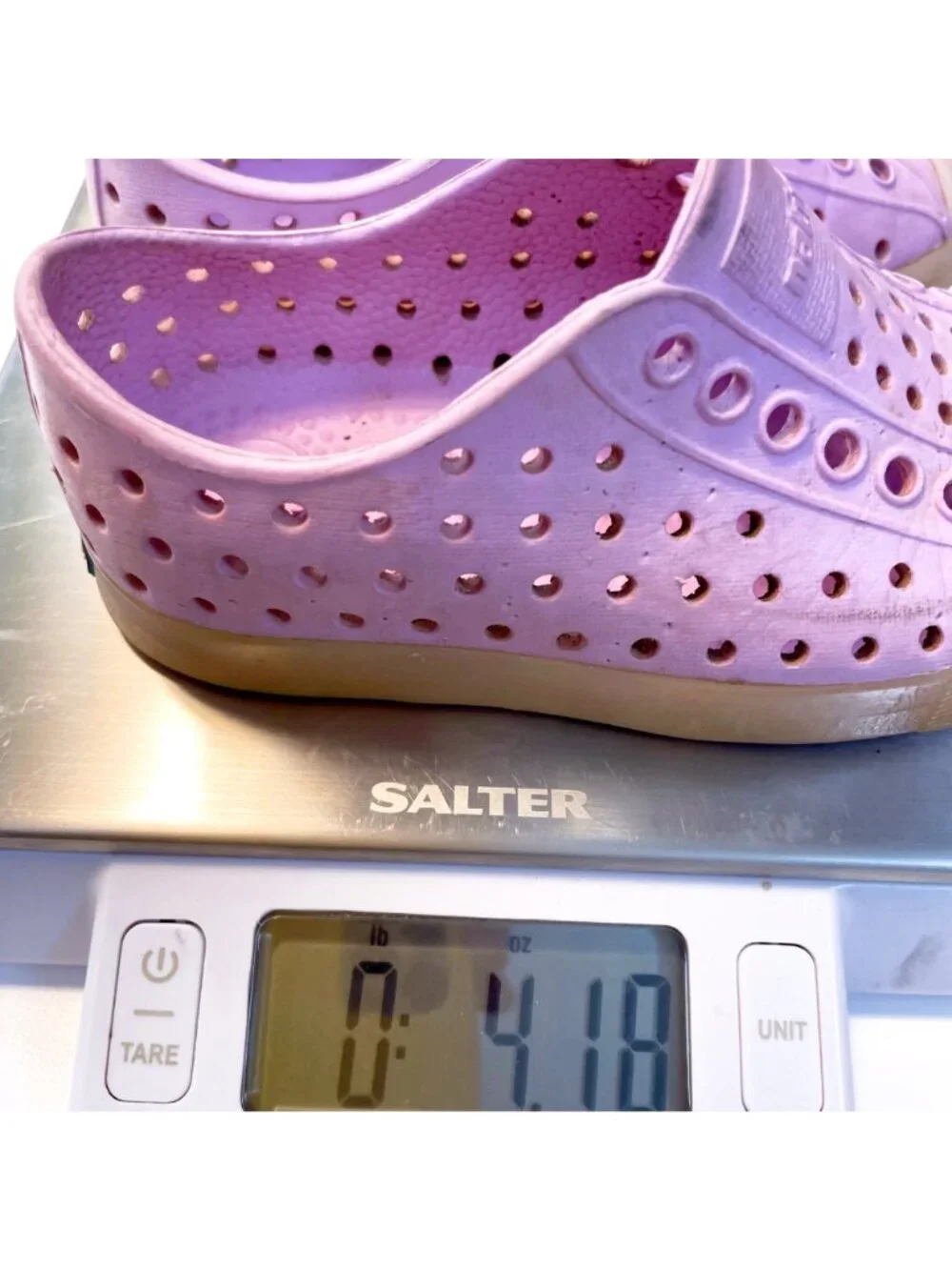 Native Jefferson Pink/Cream Slip on Waterproof Shoes, size 8